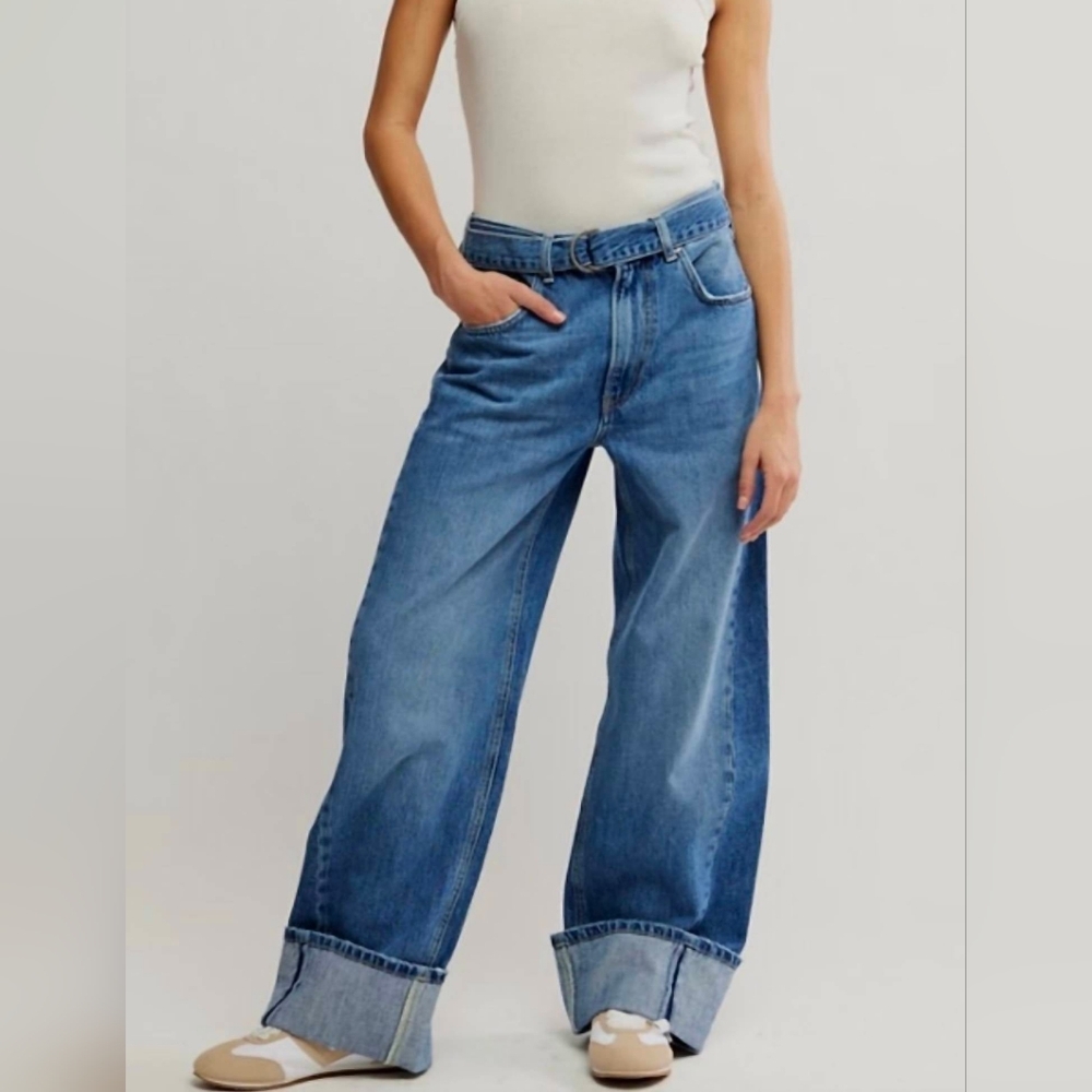 Wide Leg High-Rise Blue Jeans for Women